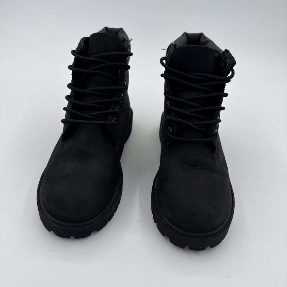 Timberland Kids Premium 6-Inch Waterproof Boots Black Nubuck Leather Sz 13